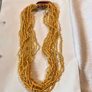 Rich Mustard Yellow Shell Necklace with Shell Pendant
